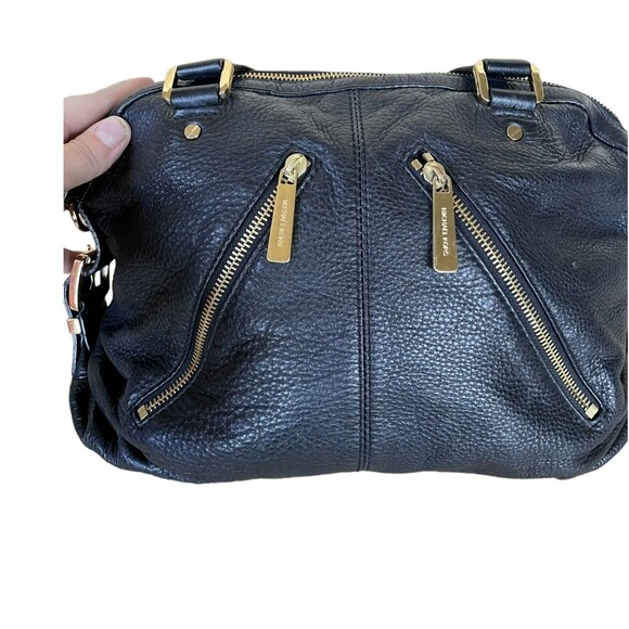 Michael Kors AQ-1206 Black Pebbled Leather Handbag Satchel - Authentic - Picture 5 of 12